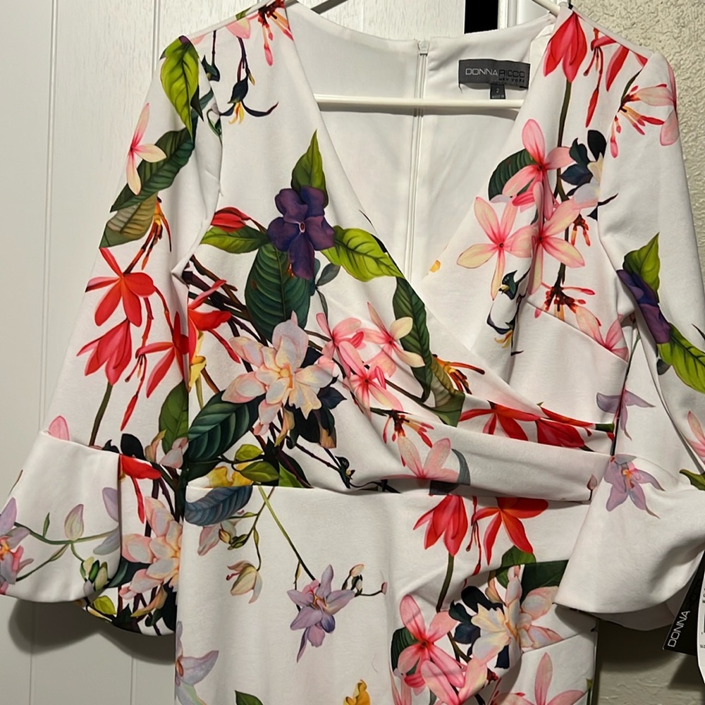NWT Donna Ricco Women’s Dress - Size 2 - White/Multi Color Floral Print